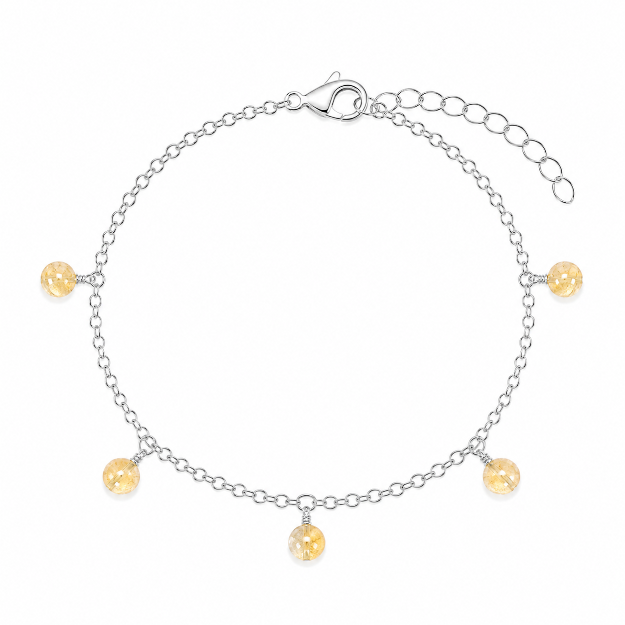 Citrine Boho Gemstone Bead Drop Charm Bracelet
