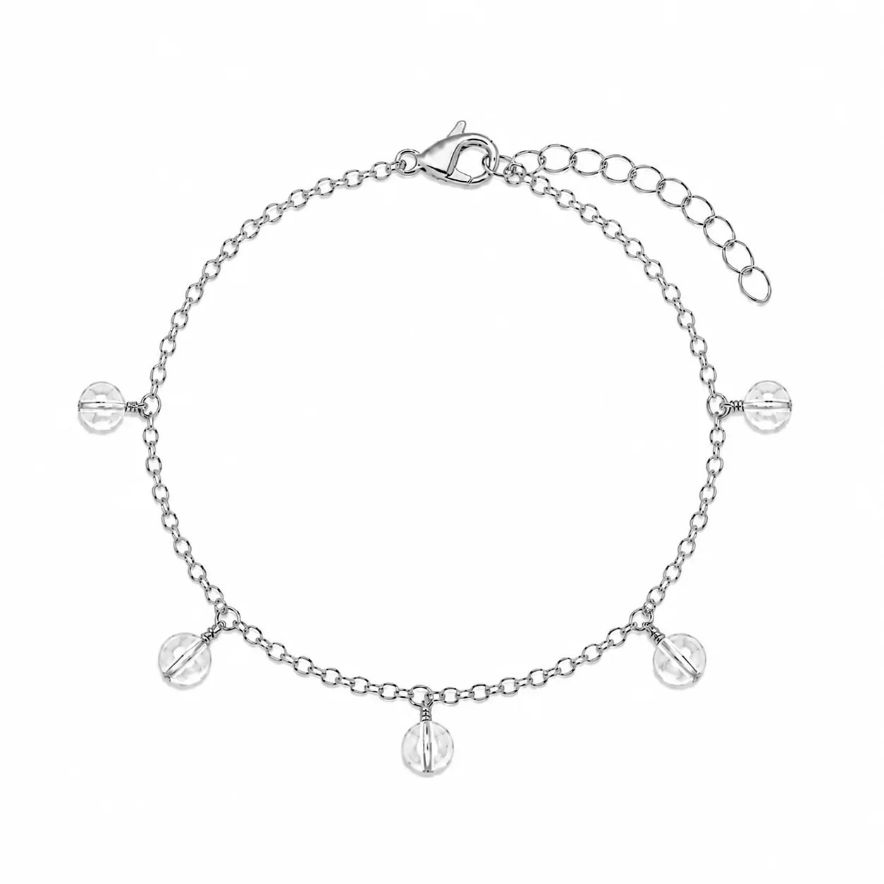 Crystal Quartz Boho Gemstone Bead Drop Charm Bracelet