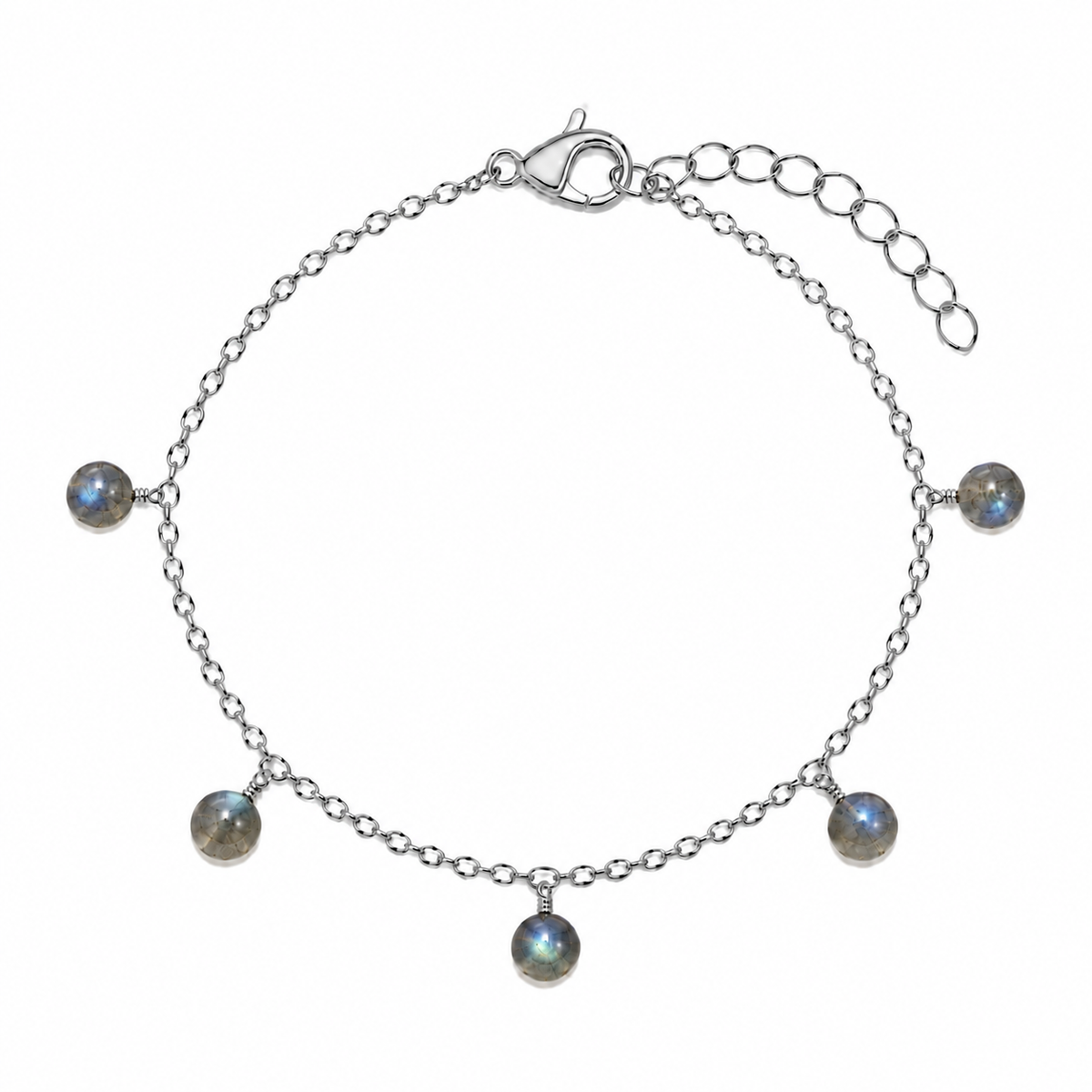 Labradorite Boho Gemstone Bead Drop Charm Bracelet