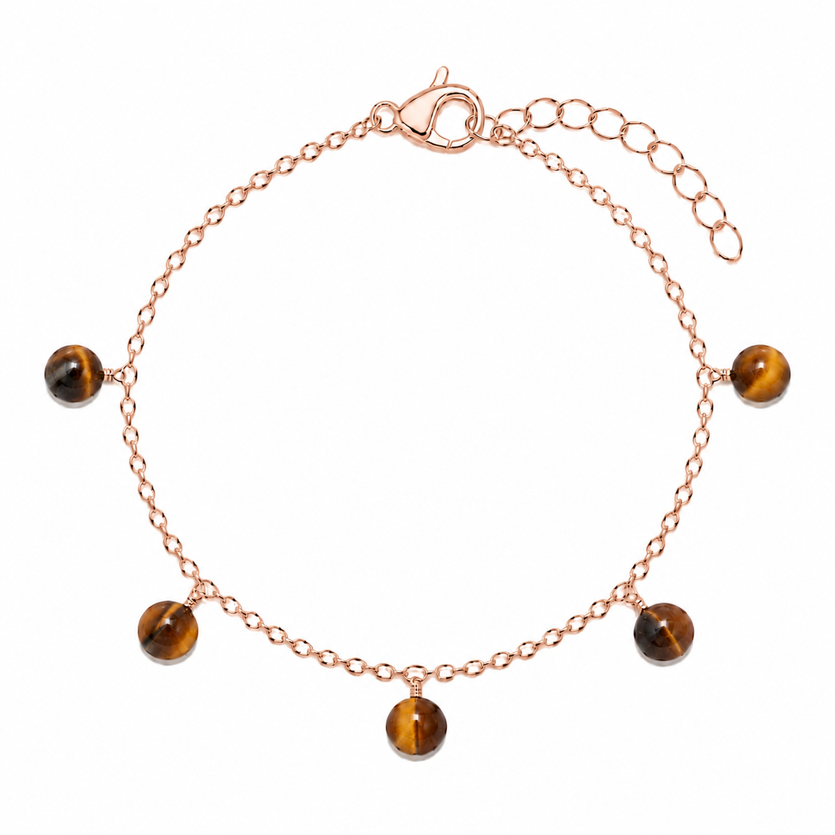 Tiger's Eye Boho Gemstone Bead Drop Charm Bracelet