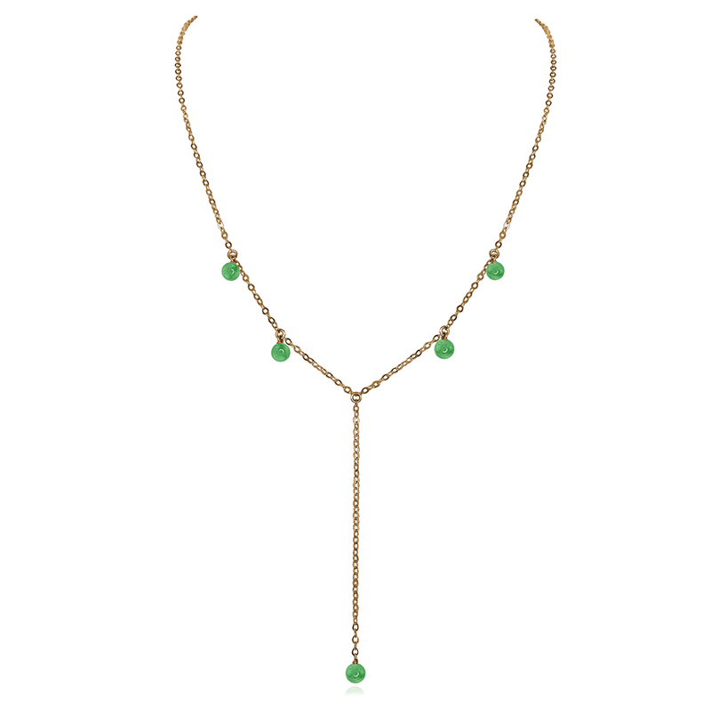 Bronze Aventurine Gemstone Bead Drop Lariat Y Necklace