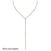 Bronze Dainty Crystal Lariat Necklace