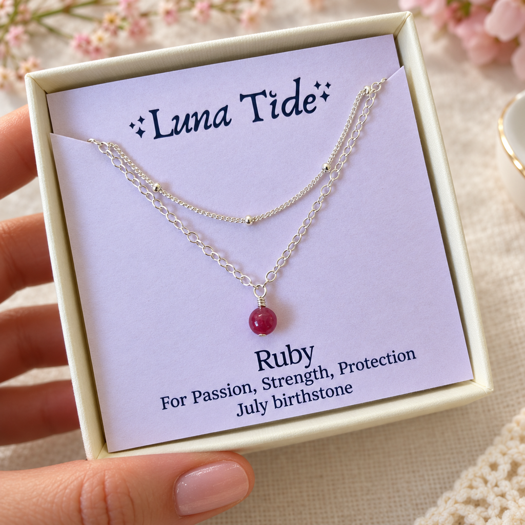 Ruby Gemstone Chain Layered Choker Necklace