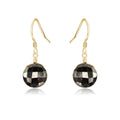 Faceted Pyrite Crystal Circle Dangle Earrings - Faceted Pyrite Crystal Circle Dangle Earrings - 14k Gold Fill - Luna Tide Handmade Crystal Jewellery