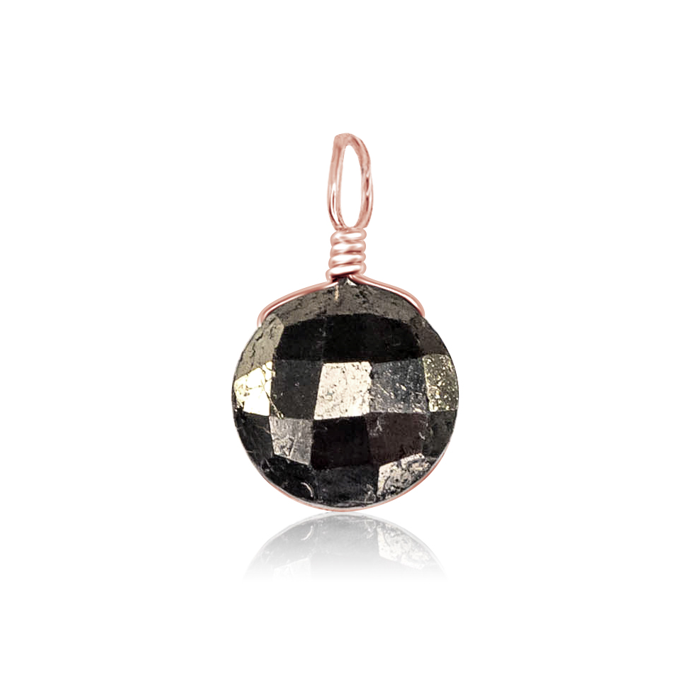 Faceted Pyrite Crystal Circle Pendant