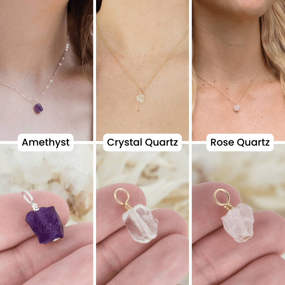 Crystal Essentials for Beginners Raw Crystal Pendant Bundle