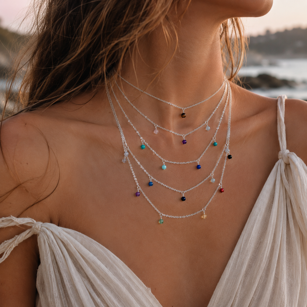 Custom Boho Crystal Bead Drop Necklace