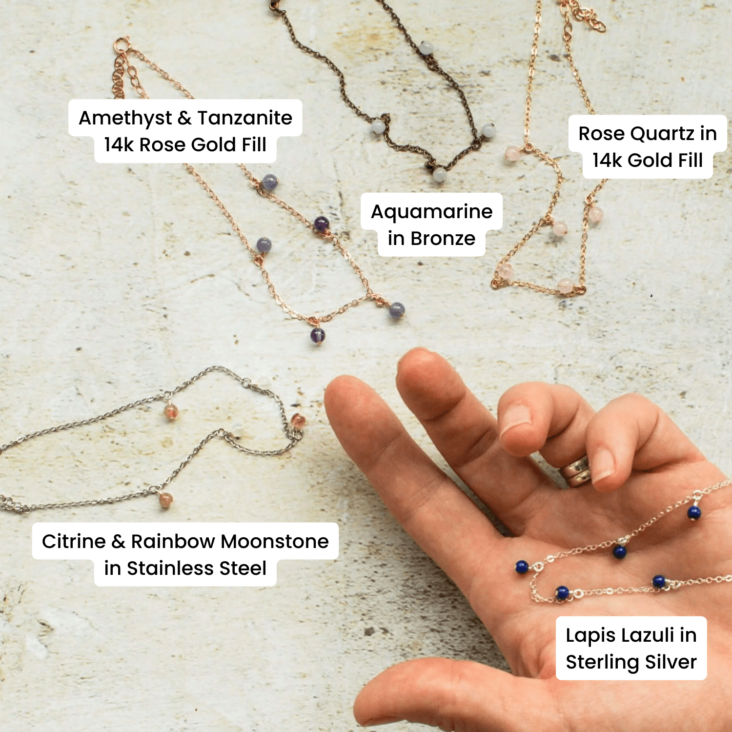 Custom Boho Gemstone Bead Drop Anklet