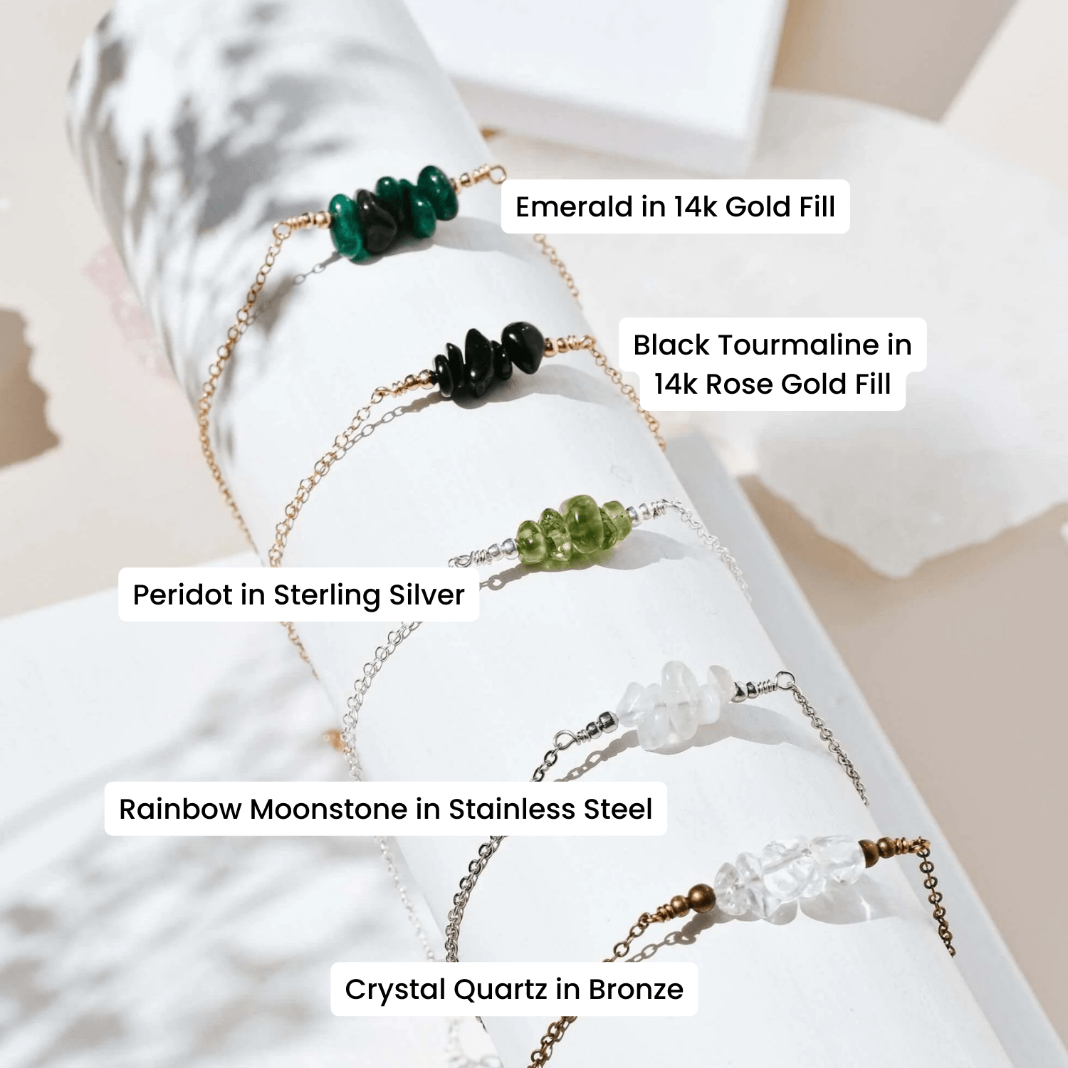 Custom Crystal Chip Bead Bar Anklet