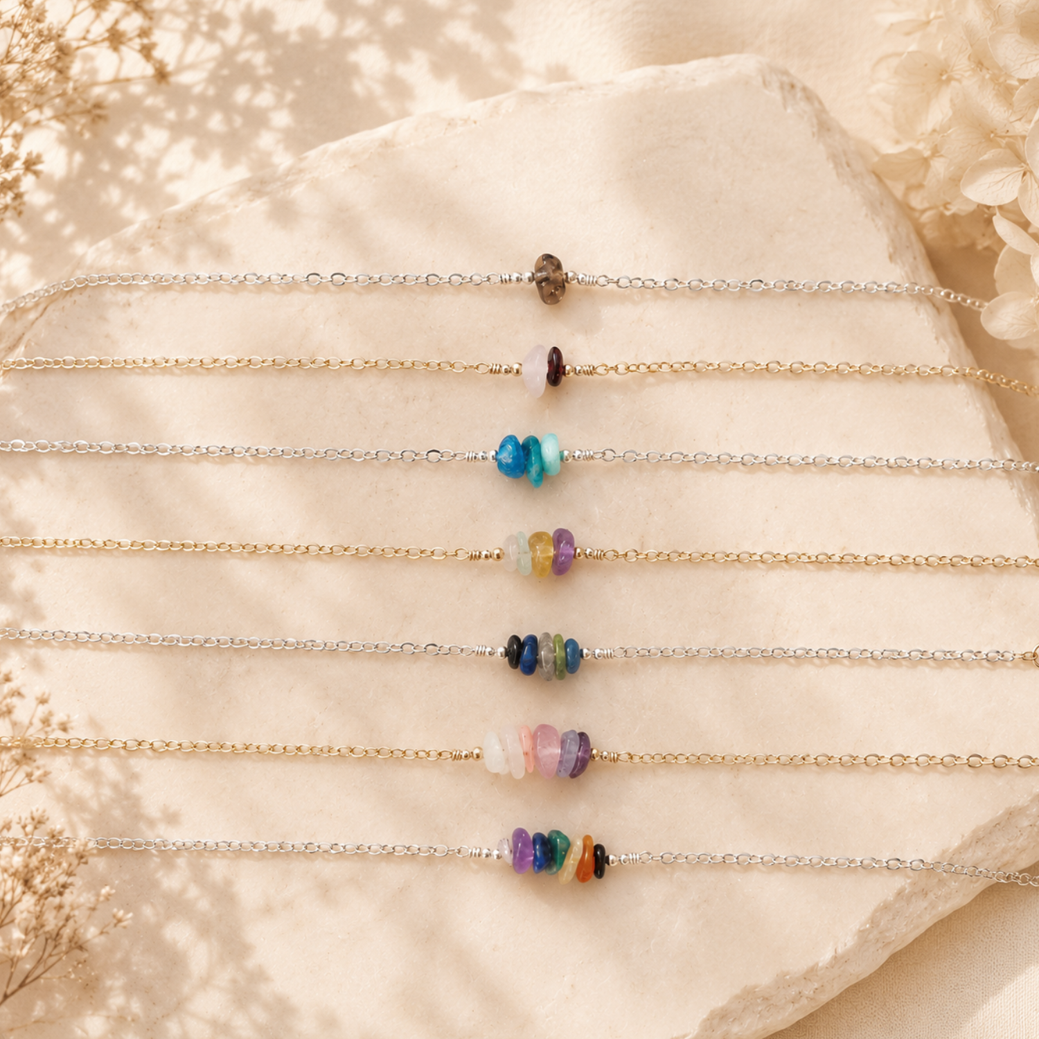 Custom Crystal Chip Bead Bar Anklet