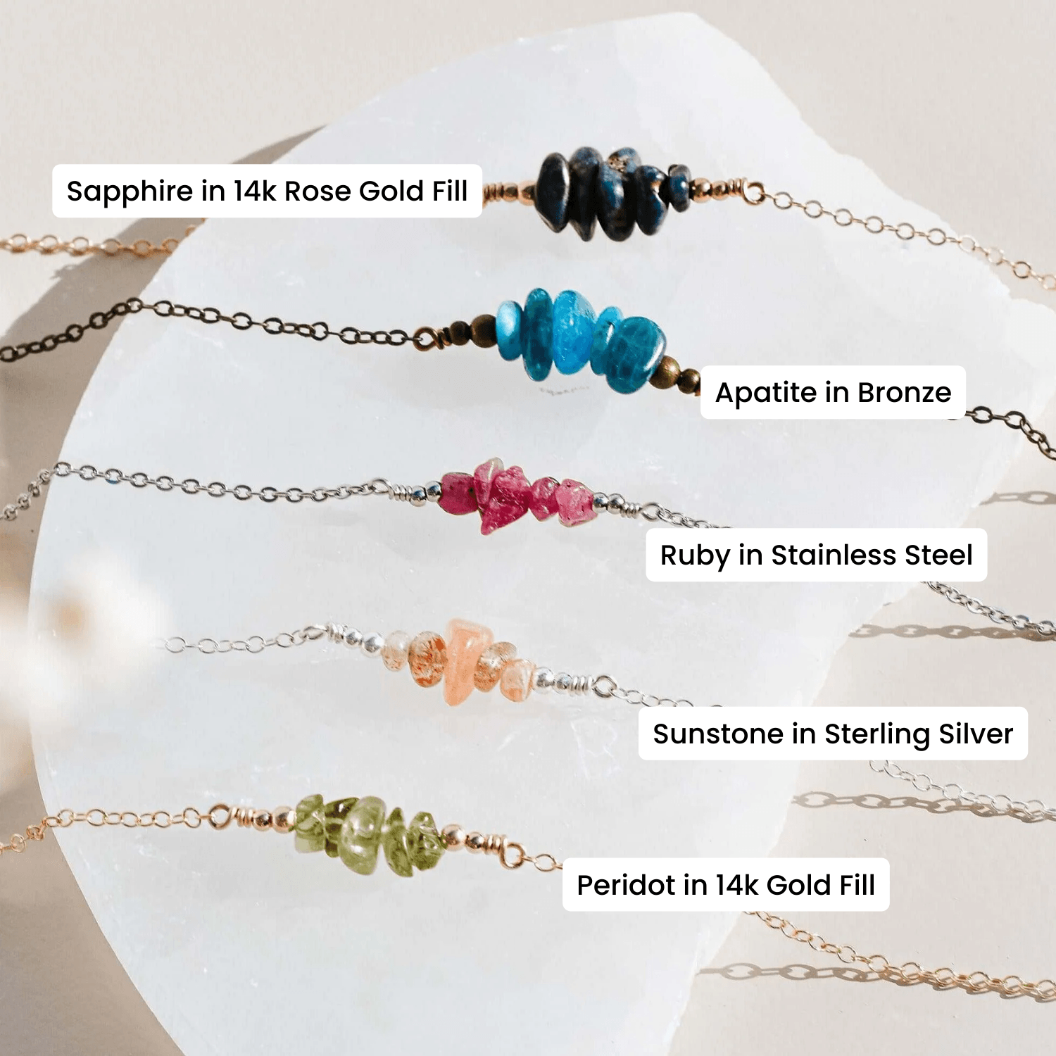 Custom Crystal Chip Bead Bar Necklace