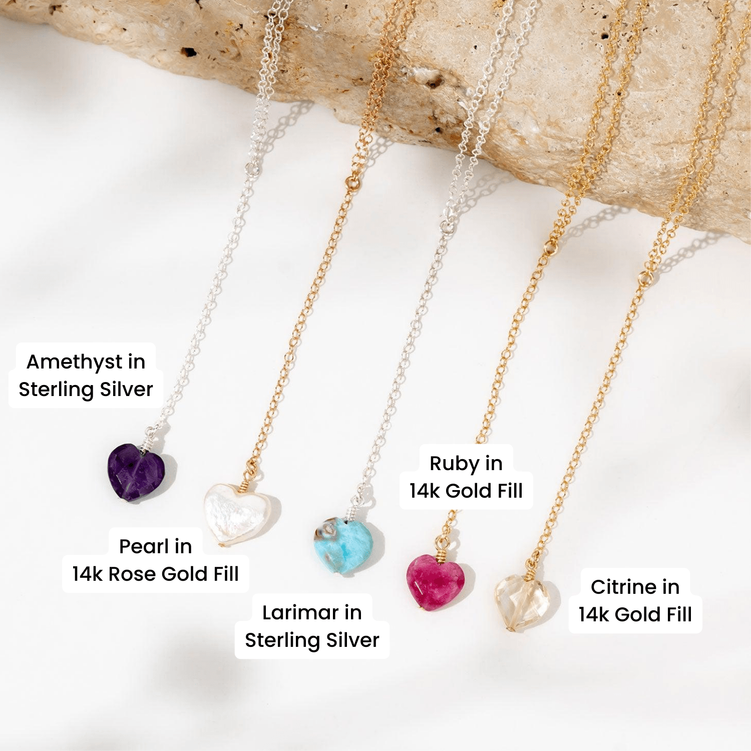 Custom Crystal Heart Lariat Necklace