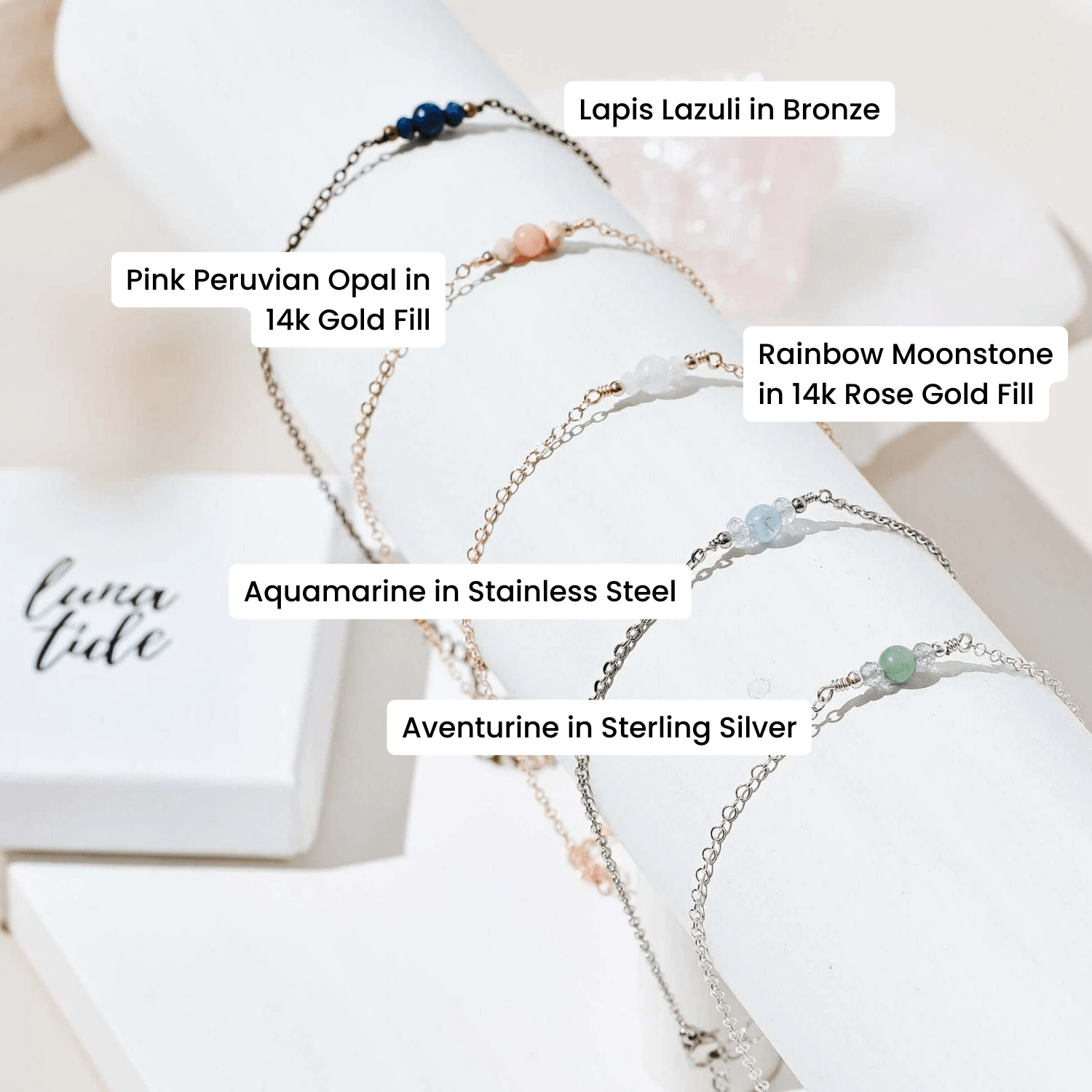 Custom Dainty Gemstone Anklet