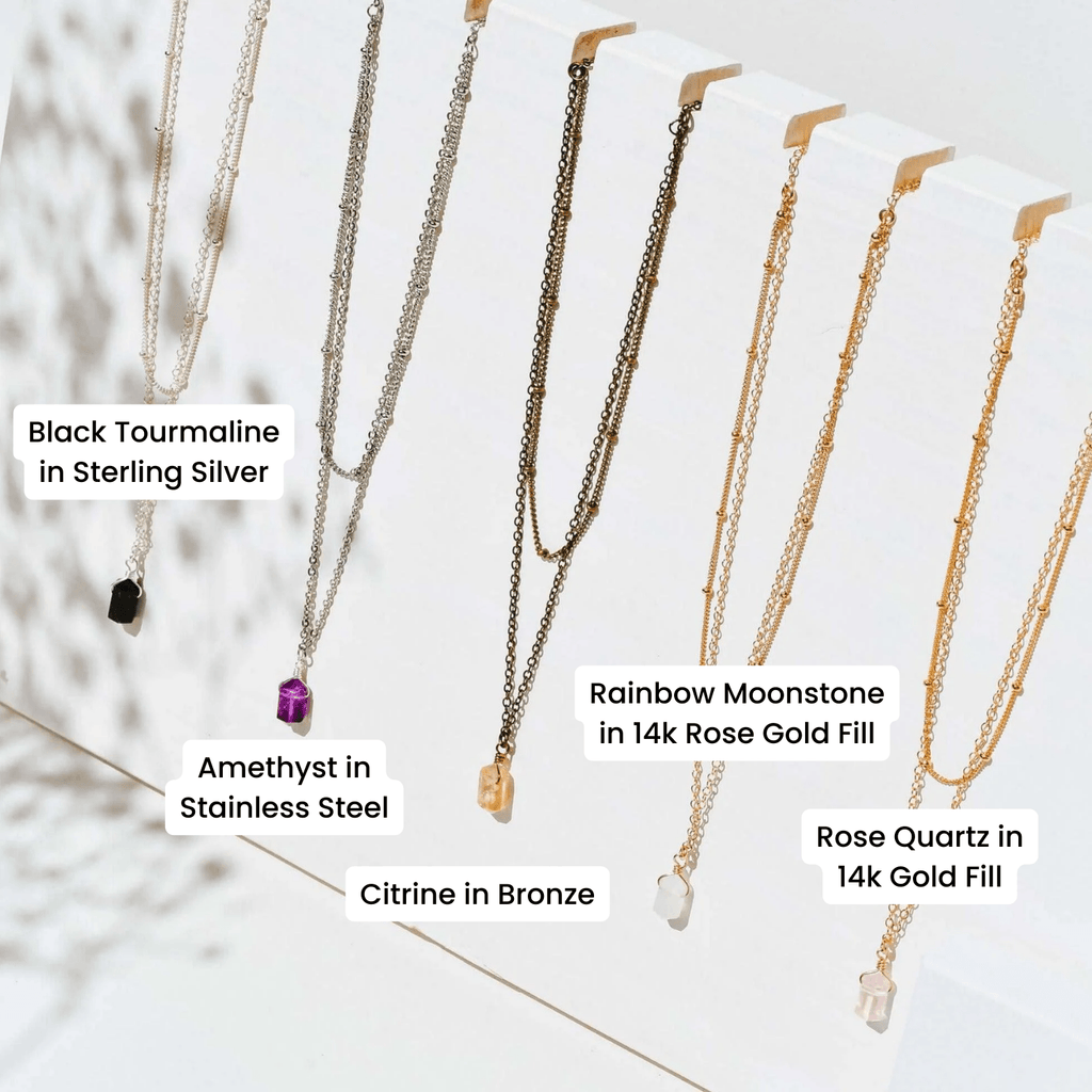 Custom Double Terminated Crystal Chain Layered Choker Necklace