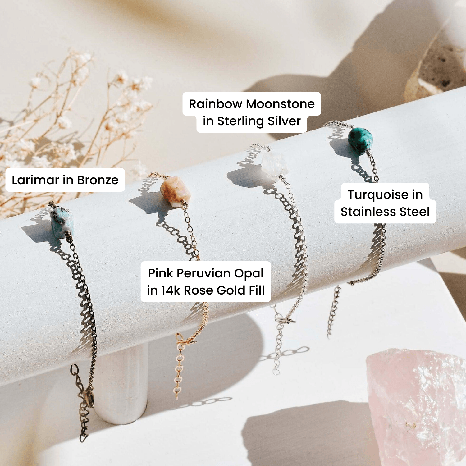 Custom Raw Crystal Nugget Bracelet