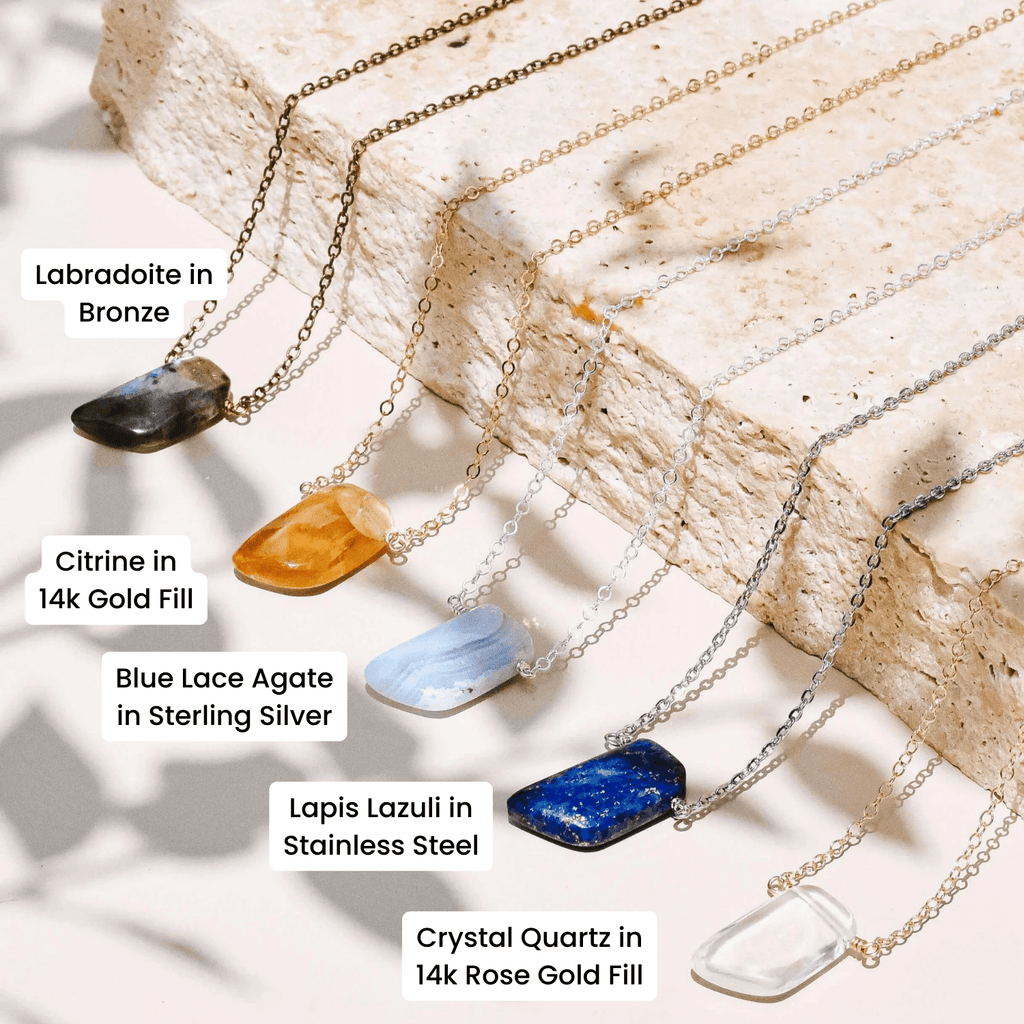 Custom Small Smooth Crystal Slab Necklace