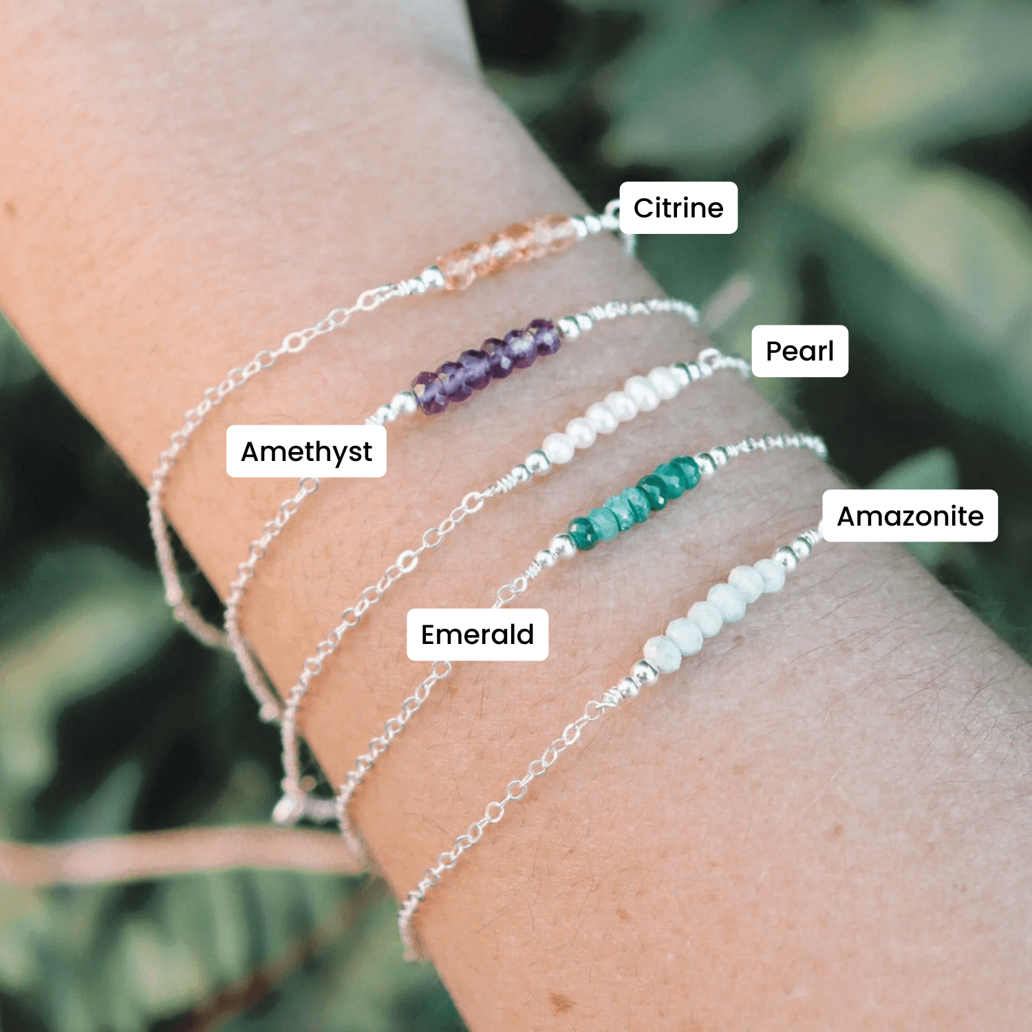 Custom Sparkling Gemstone Faceted Bead Bar Bracelet