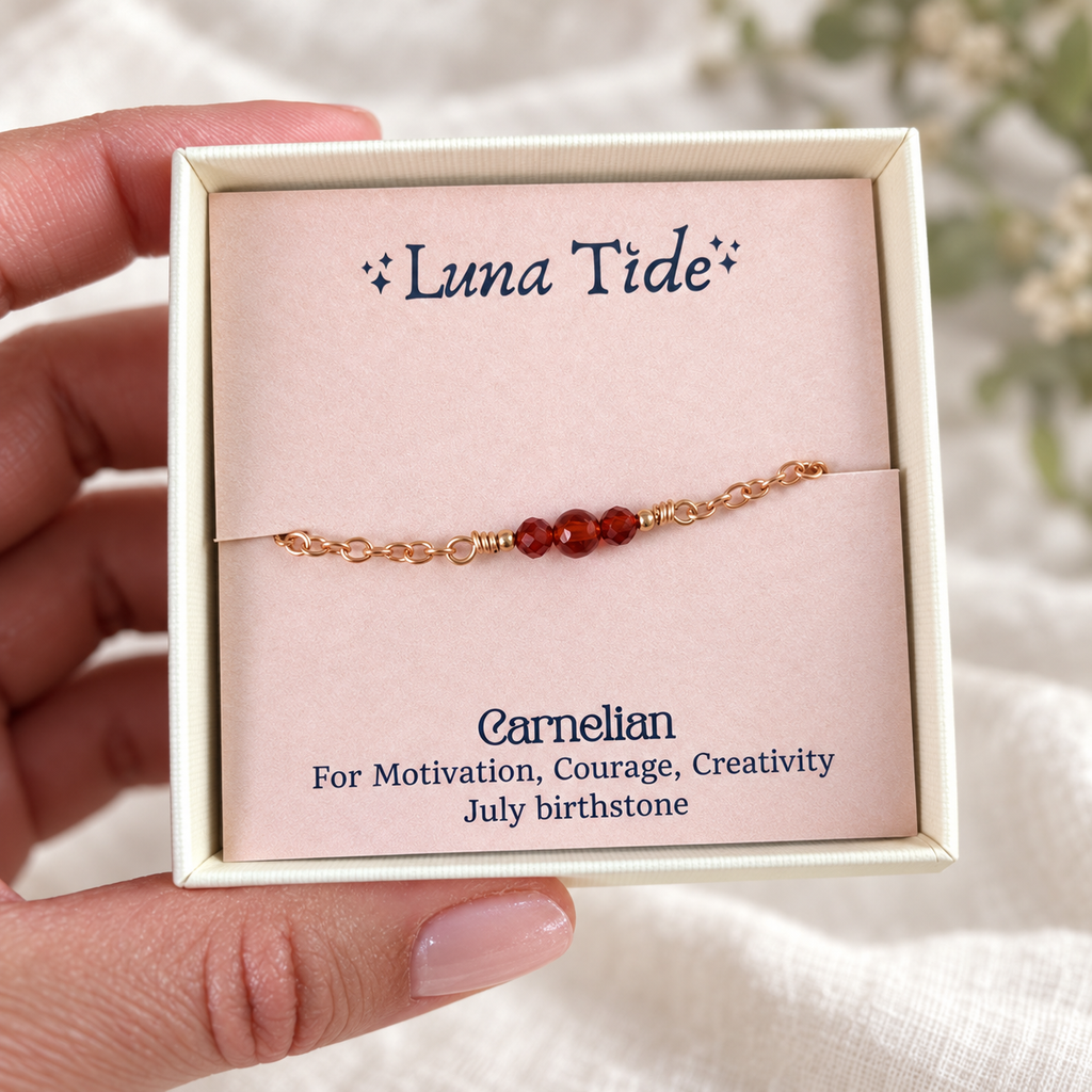 Dainty Carnelian Gemstone Anklet