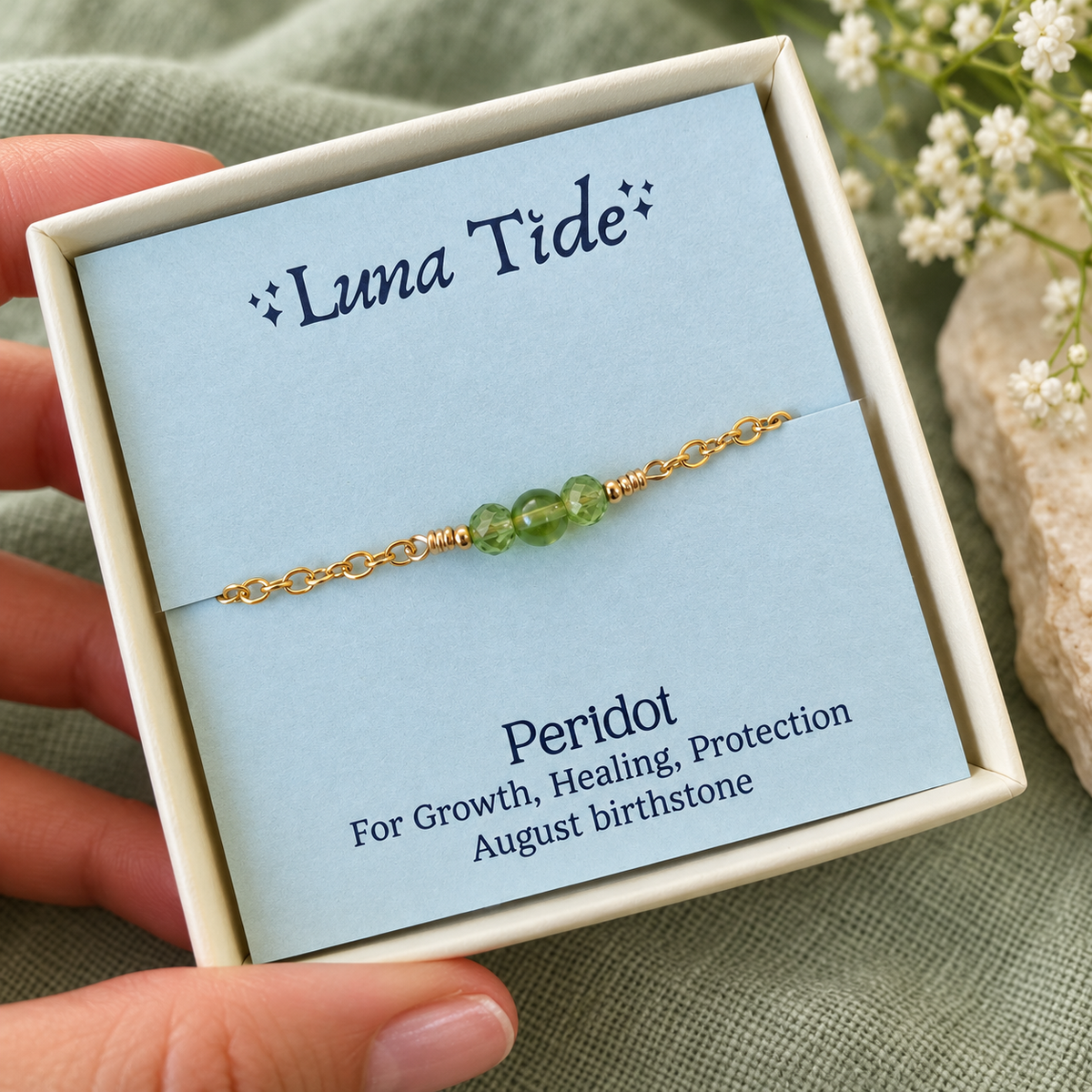 Dainty Peridot Gemstone Bracelet