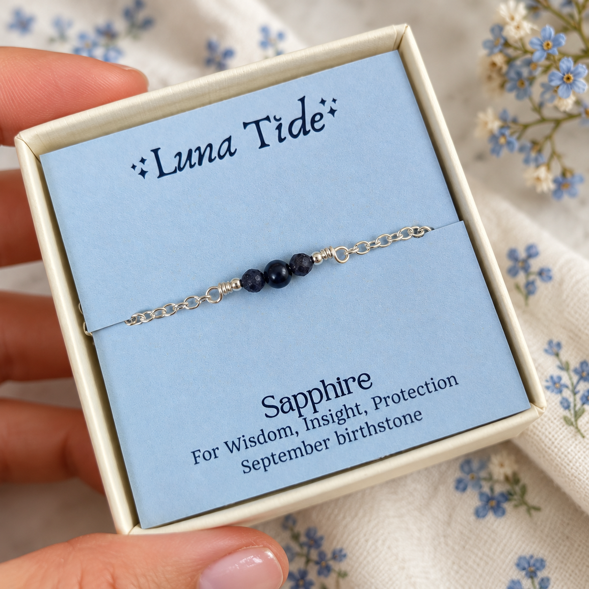 Dainty Sapphire Gemstone Anklet