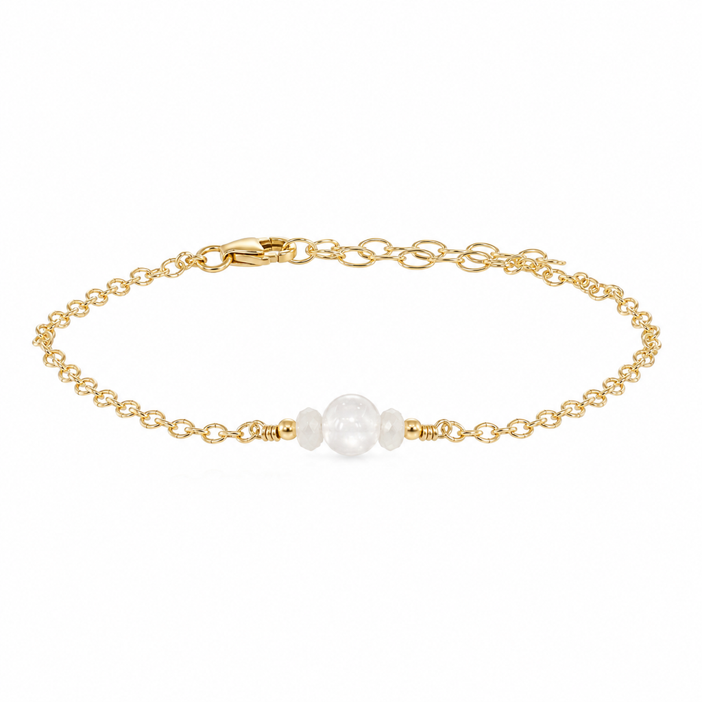 Dainty White Moonstone Gemstone Bracelet