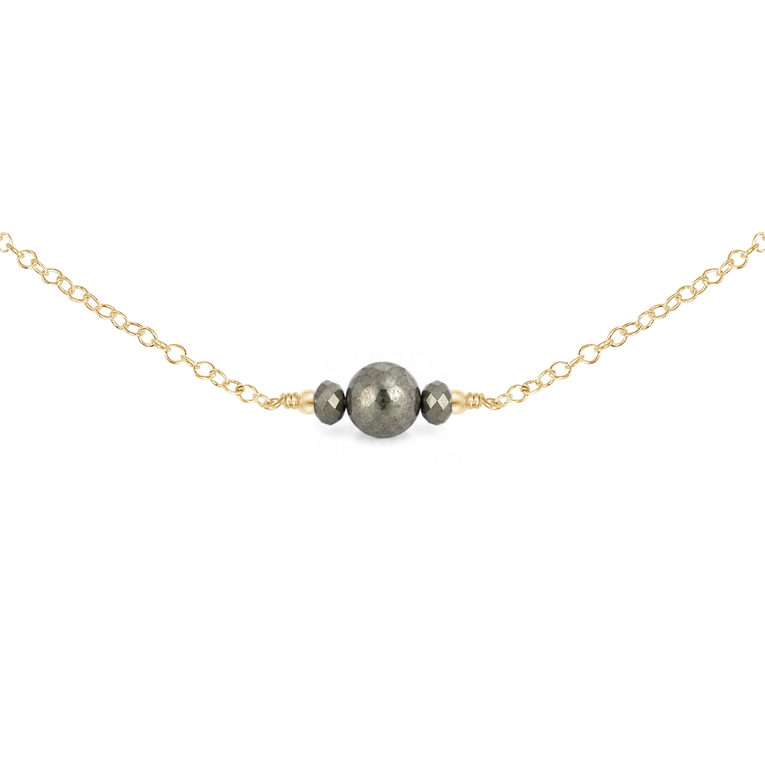 Dainty Pyrite Gemstone Choker Necklace