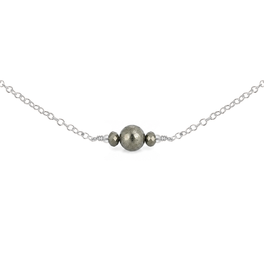 Dainty Pyrite Gemstone Choker Necklace