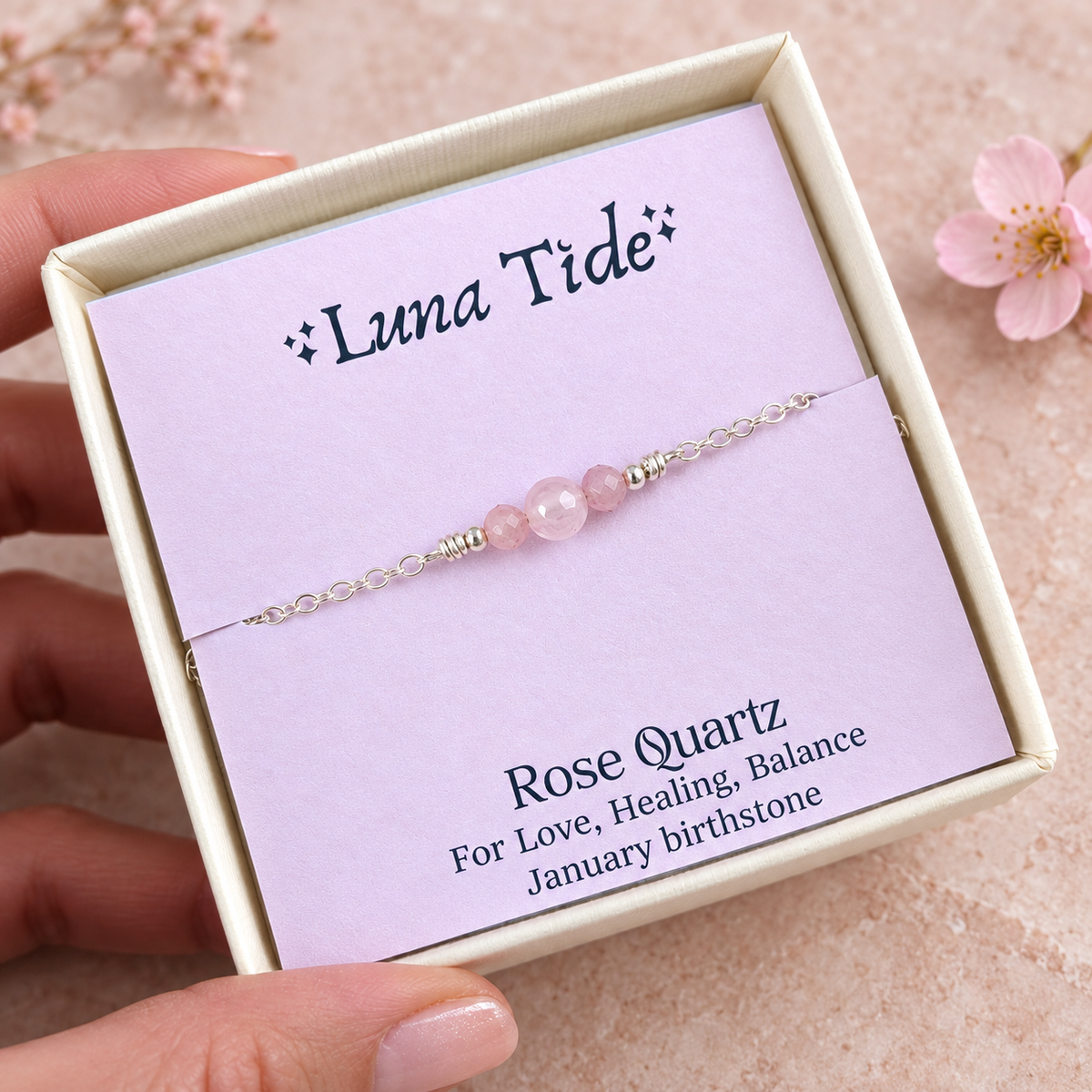 Dainty Rose Quartz Gemstone Bracelet
