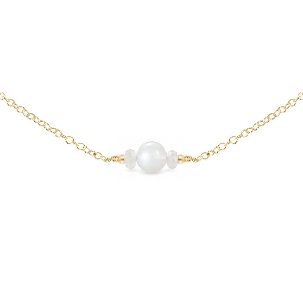 Dainty White Moonstone Gemstone Choker Necklace
