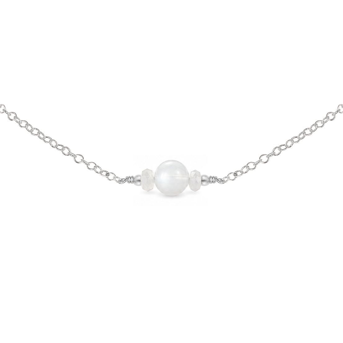 Dainty White Moonstone Gemstone Choker Necklace