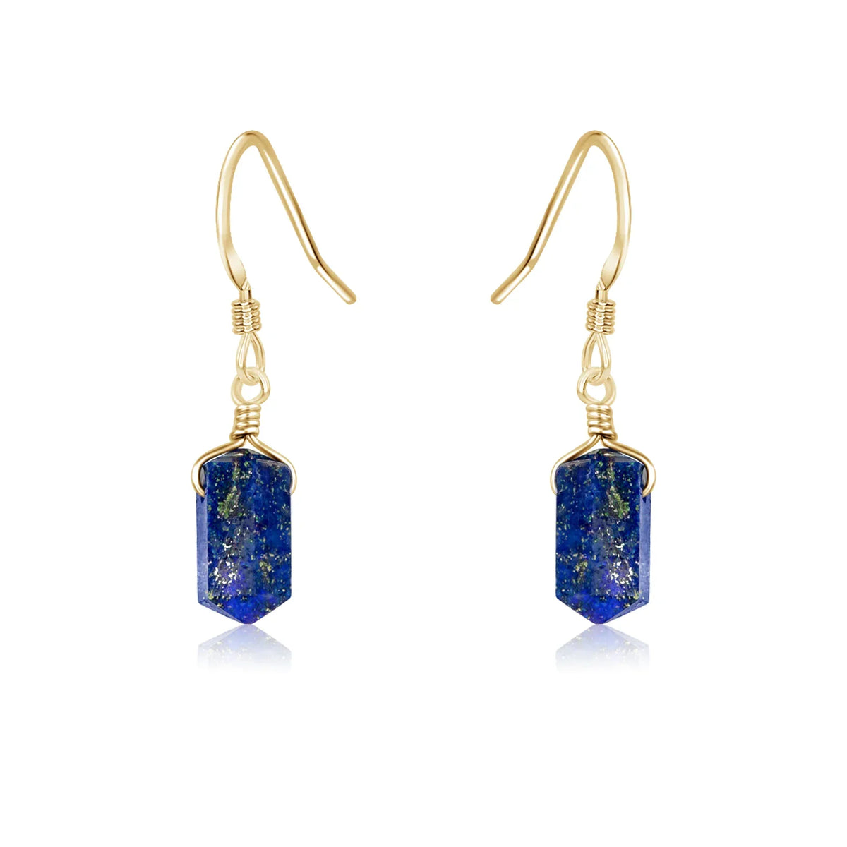 Lapis Lazuli Mini Double Terminated Crystal Point Dangle Drop Earrings