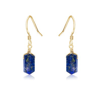 Lapis Lazuli Mini Double Terminated Crystal Point Dangle Drop Earrings