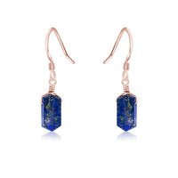 Lapis Lazuli Mini Double Terminated Crystal Point Dangle Drop Earrings