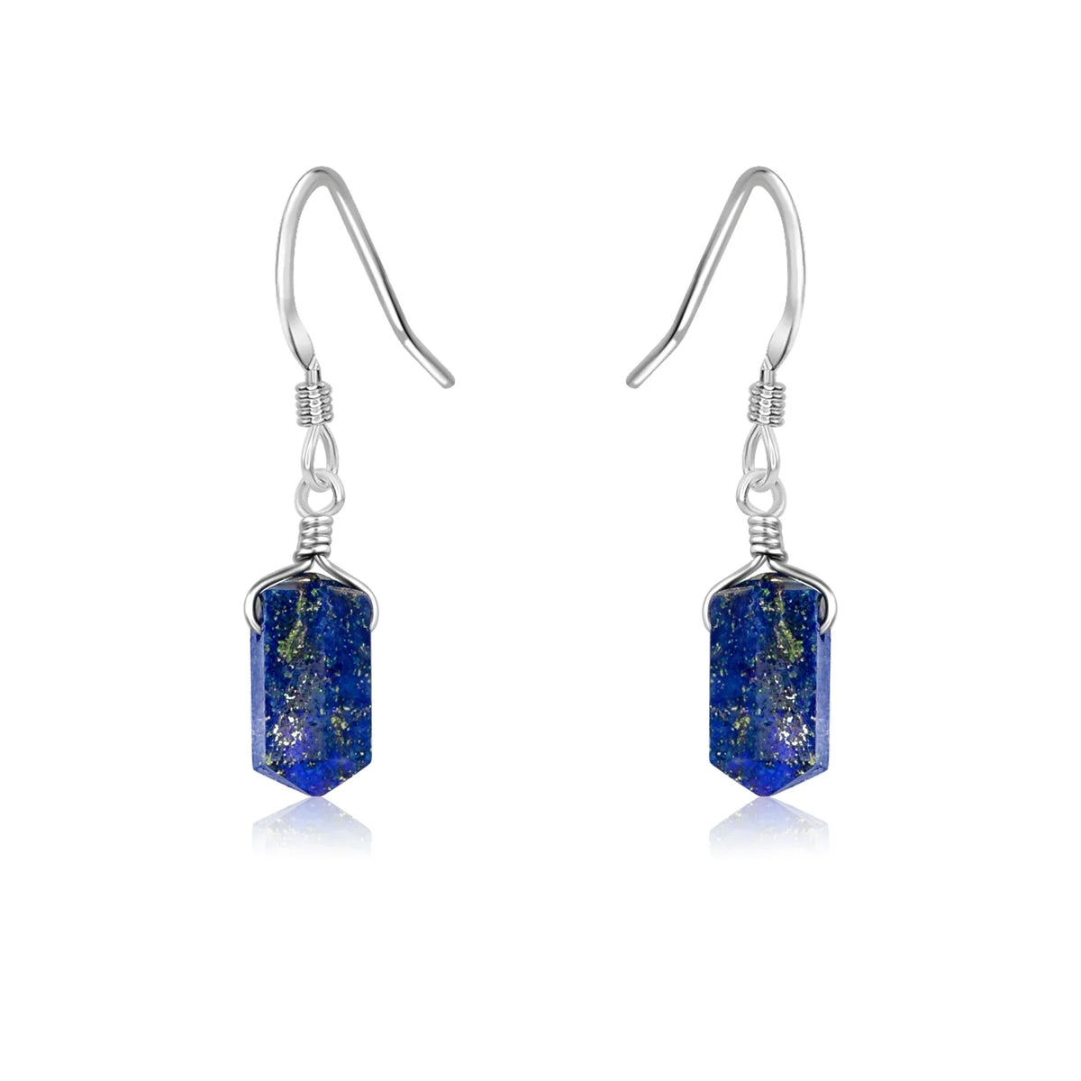 Lapis Lazuli Mini Double Terminated Crystal Point Dangle Drop Earrings