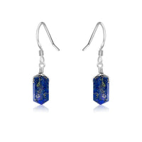 Lapis Lazuli Mini Double Terminated Crystal Point Dangle Drop Earrings
