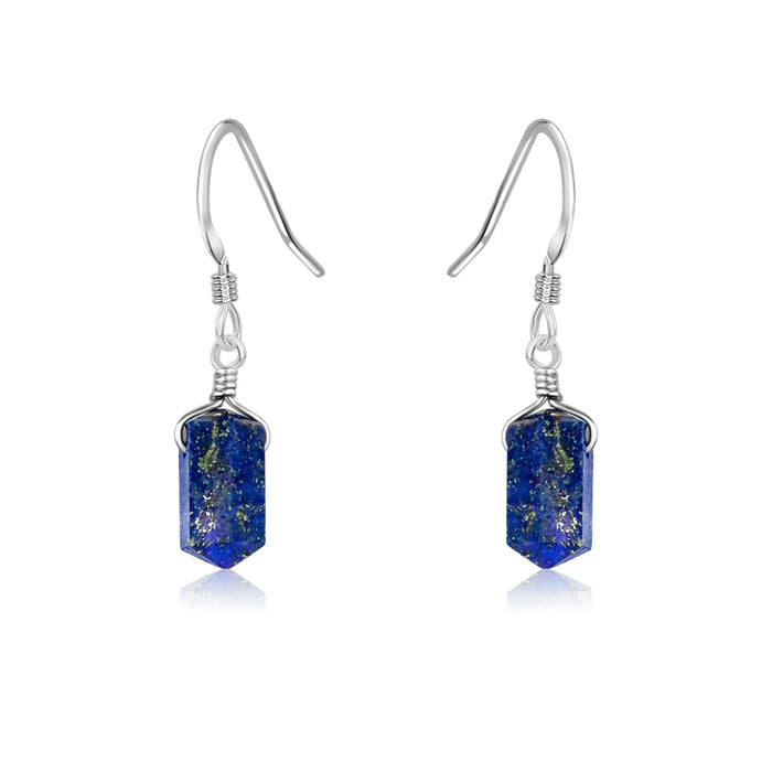 Lapis Lazuli Mini Double Terminated Crystal Point Dangle Drop Earrings