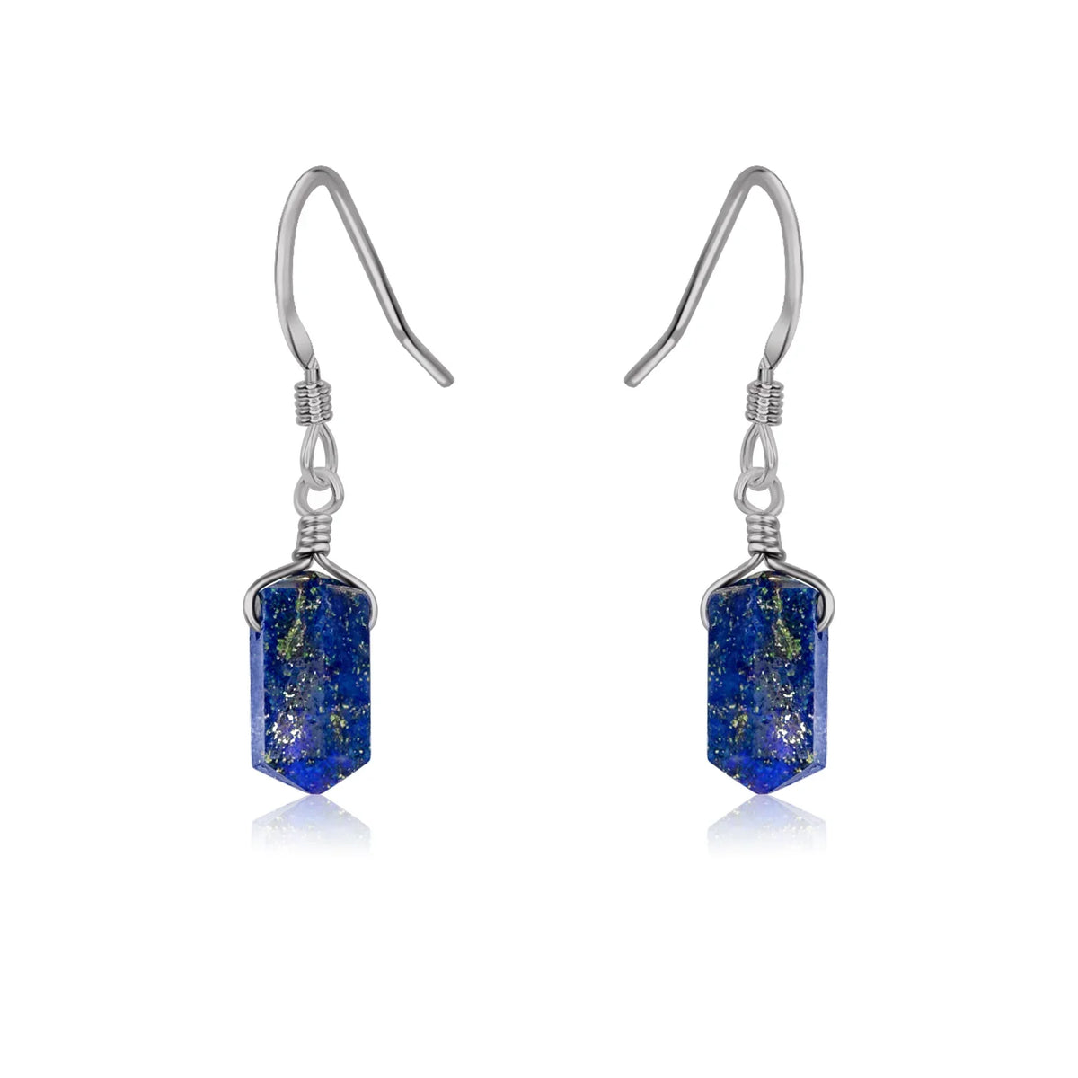 Lapis Lazuli Mini Double Terminated Crystal Point Dangle Drop Earrings