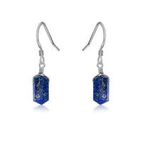 Lapis Lazuli Mini Double Terminated Crystal Point Dangle Drop Earrings