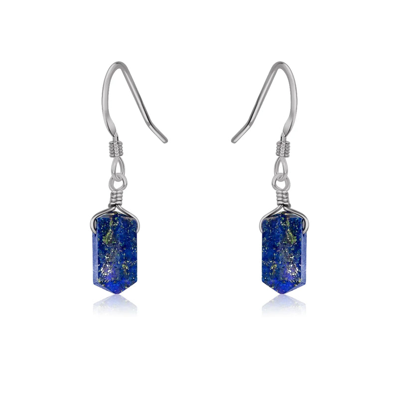 Lapis Lazuli Mini Double Terminated Crystal Point Dangle Drop Earrings