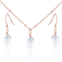 Rainbow Moonstone Double Terminated Crystal Jewellery Set