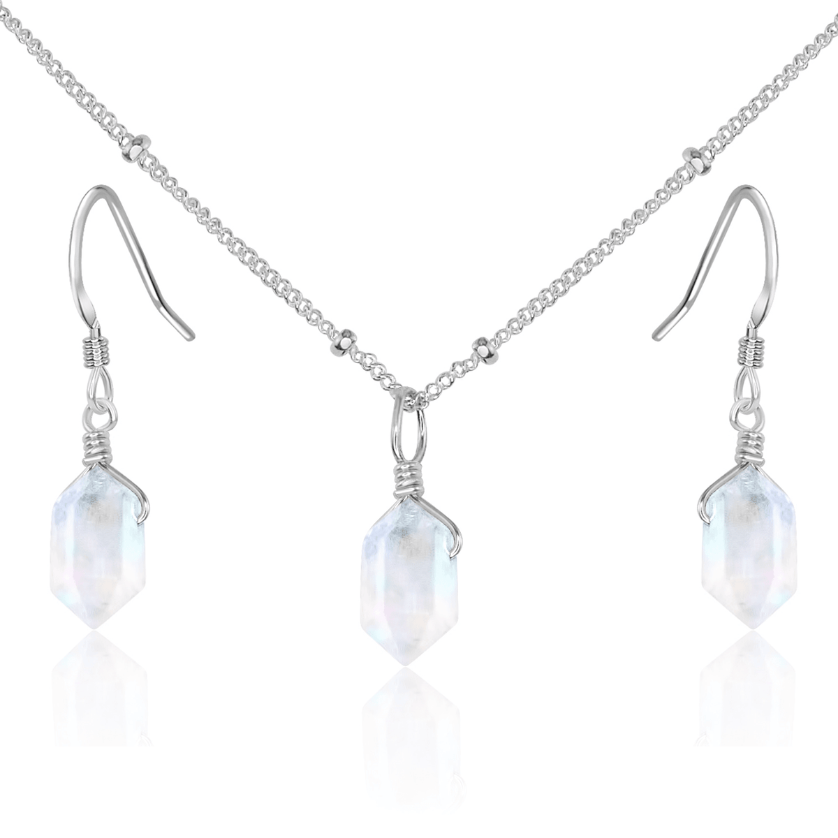 Rainbow Moonstone Double Terminated Crystal Jewellery Set