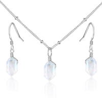 Rainbow Moonstone Double Terminated Crystal Jewellery Set