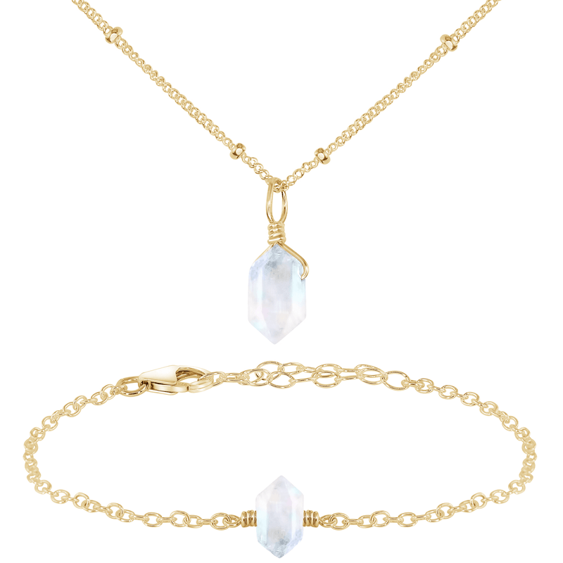 Rainbow Moonstone Double Terminated Crystal Jewellery Set