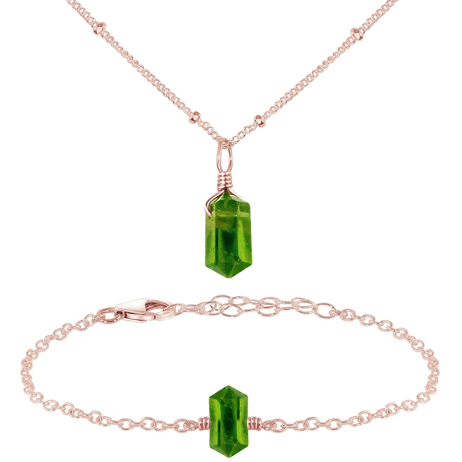 Peridot Double Terminated Crystal Jewellery Set