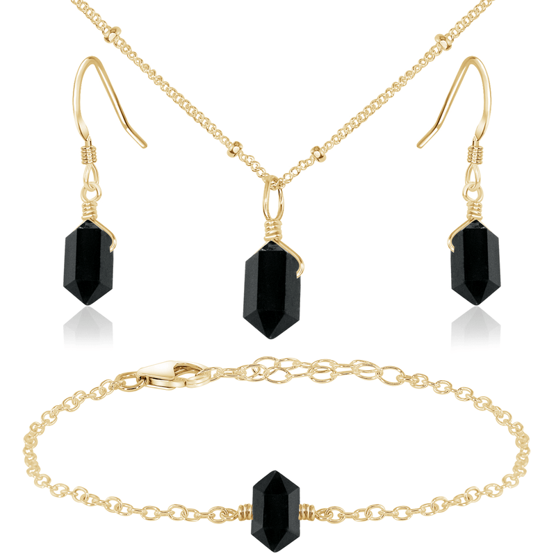 Black Tourmaline Double Terminated Crystal Jewellery Set