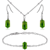 Peridot Double Terminated Crystal Jewellery Set