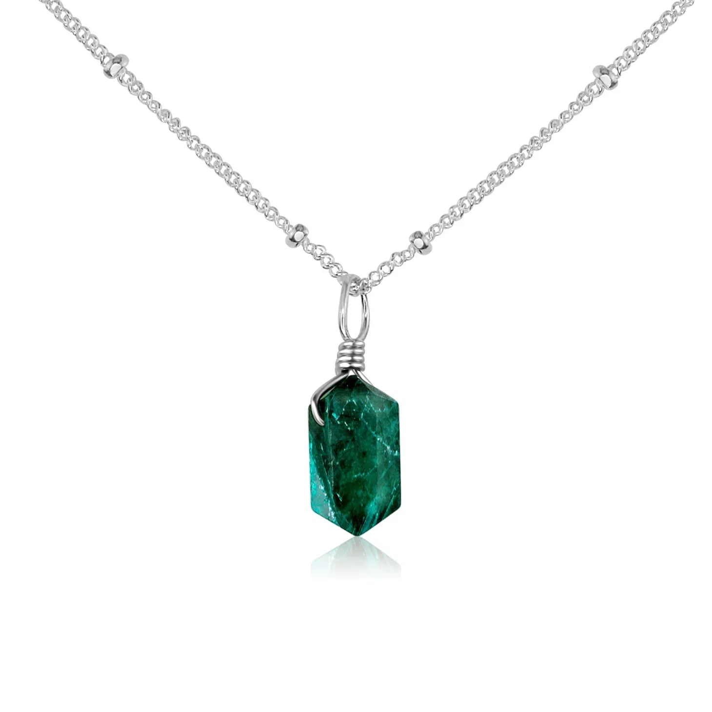 Emerald Mini Double Terminated Crystal Point Pendant Necklace