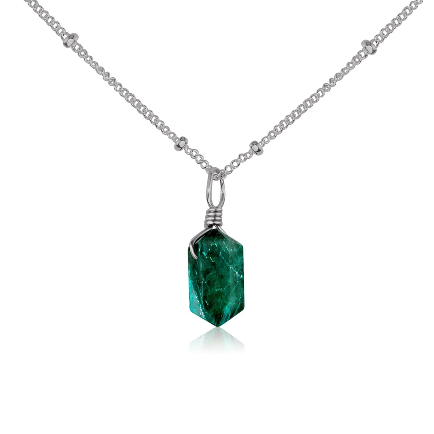 Emerald Mini Double Terminated Crystal Point Pendant Necklace