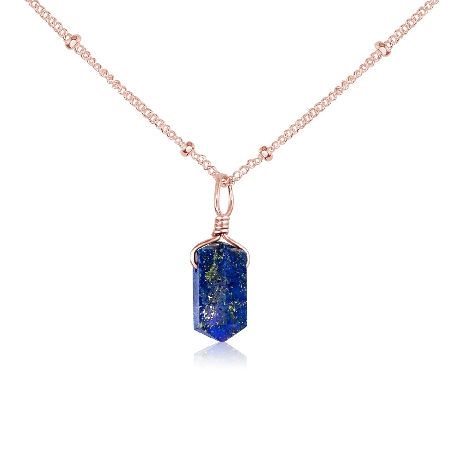 Lapis Lazuli Mini Double Terminated Crystal Point Pendant Necklace