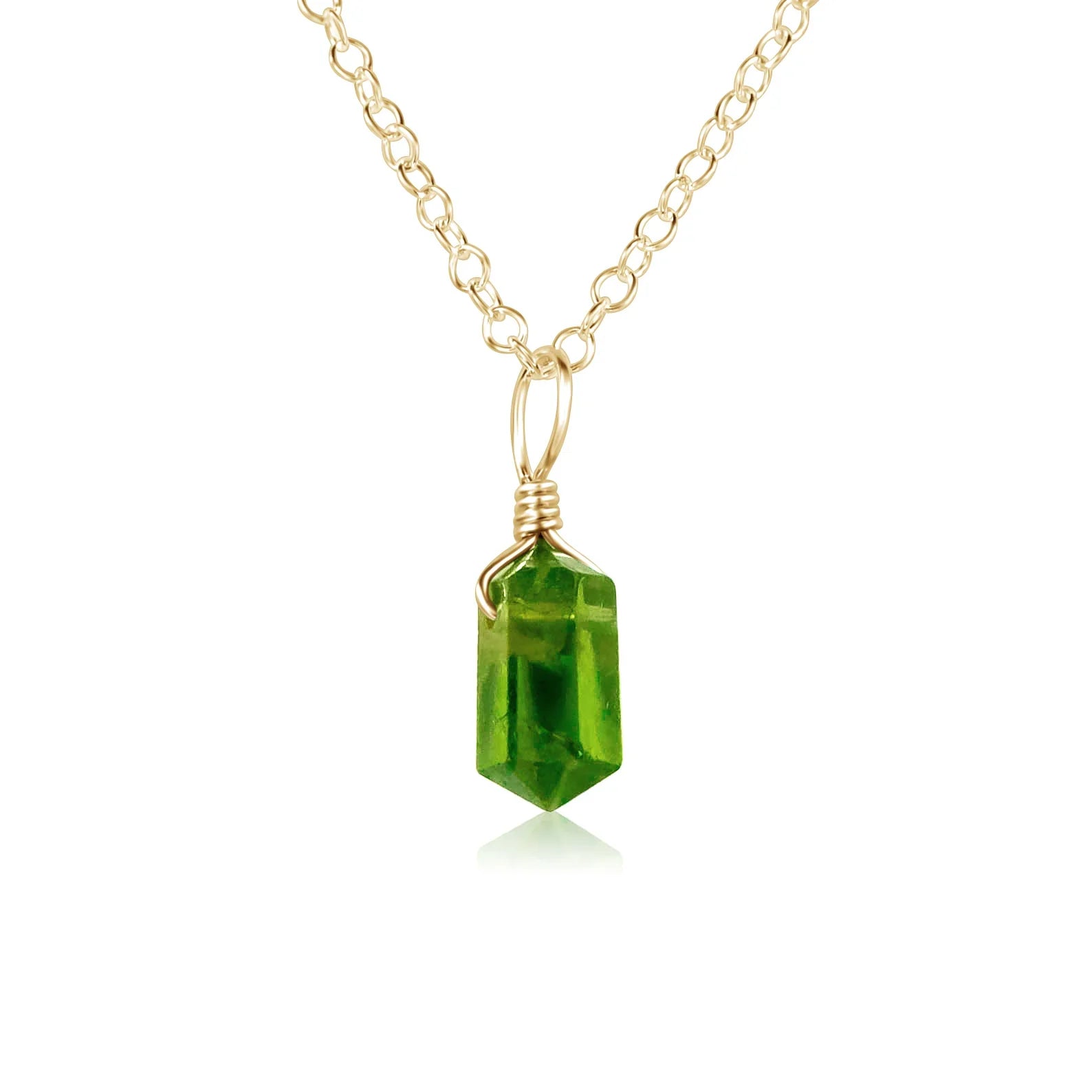 Peridot Mini Double Terminated Crystal Point Pendant Necklace